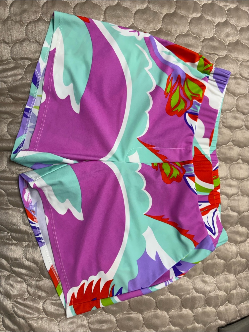 Jude Connally Aerial Purple & Aqua Floral Athletic Shorts
